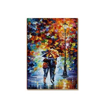 Placa Decorativa MDF Tam A4 Casal Chuva Sala Escritório PA1