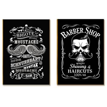 Kit 2 Placas MDF Barbearia Vintage Retrô Decoração A4 BR16