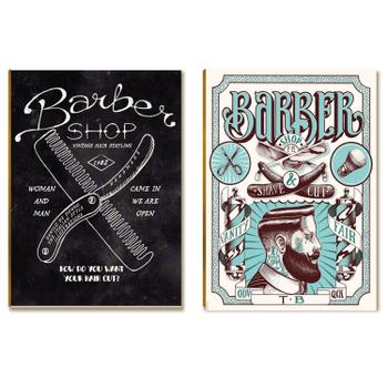 Kit com 2 Placas MDF Barbearia Decoração Vintage Tam A4 BR22