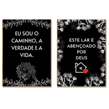 Kit 2 Placas MDF Eu sou o Caminho Jesus Cristão Amor FE11