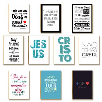 Kit 10 Placas MDF Frases Cristãs Motivacional Esperança FE19
