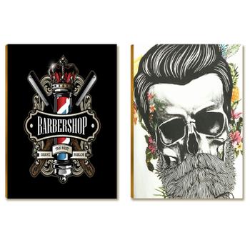 Kit 2 Placas MDF Barbearia Old School Decoração Parede BR29