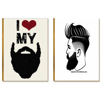 Kit 2 Placas Decorativa Barbearia MDF I Love my Beard BR31