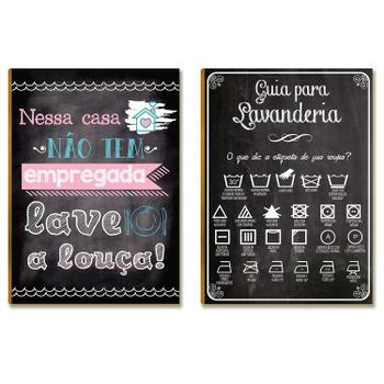 Kit 2 Placas MDF Regras da Casa Lavanderia Decorativa DC25