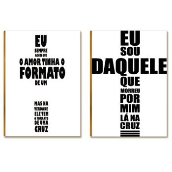 Kit 2 Placas MDF Placa Fé Cristã Frase Inspiradora FE29