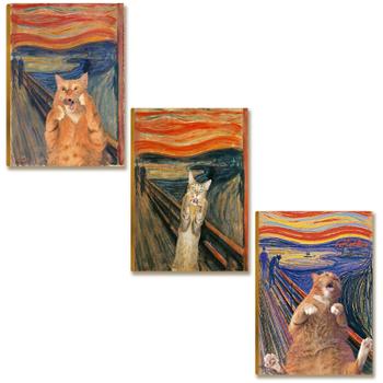 Kit 3 Placas MDF Pintura de Gatos Estilo Humorístico DC30
