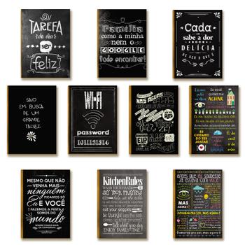Kit 10 Placas MDF Frases em Estilo Giz para Casa DC39