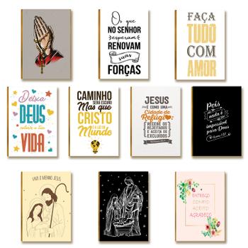 Kit 10 Placas MDF Mensagens de Fé Inspiradoras FE32