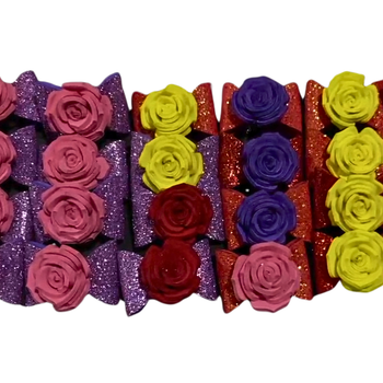 Laços Pet EVA Glitter Formato Rosa Banho e Tosa