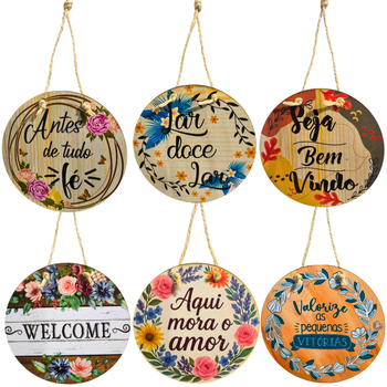 Quadro Decorativo Redondo MDF – Várias Frases COR:VERDE