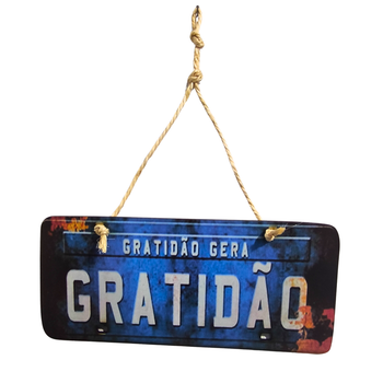 Placa Decorativa MDF Placa Carro com Corda Sisal Variações COR:GRATIDÃO
