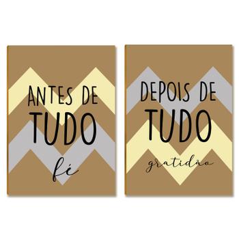 2 Placas MDF Antes de Tudo Fé Depois de Tudo Gratidão Parede