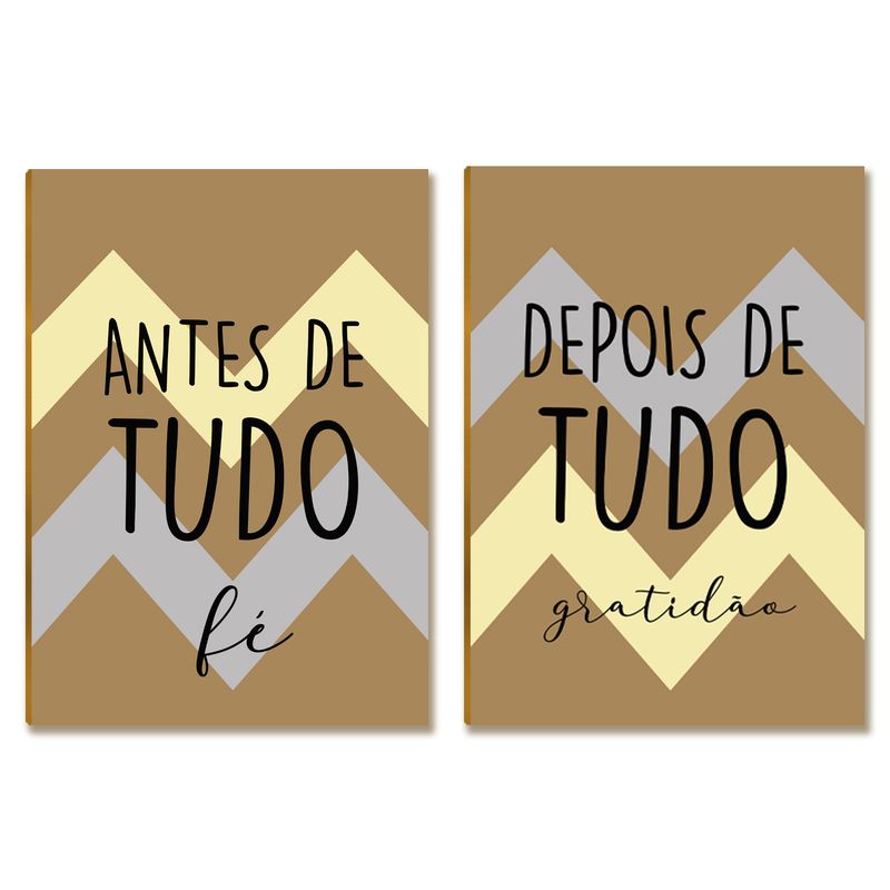 2 Placas MDF Antes de Tudo Fé Depois de Tudo Gratidão Parede
