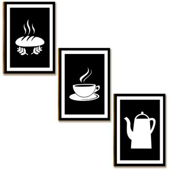 Placas MDF Café Preto e Branco Minimalista Cozinha A4