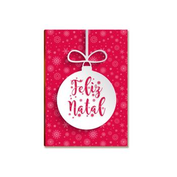 Placa MDF Natal Bola Decorativa Vermelha Feliz Natal A4
