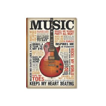 Placa MDF Música Guitarra Vintage Tipografia Parede A4