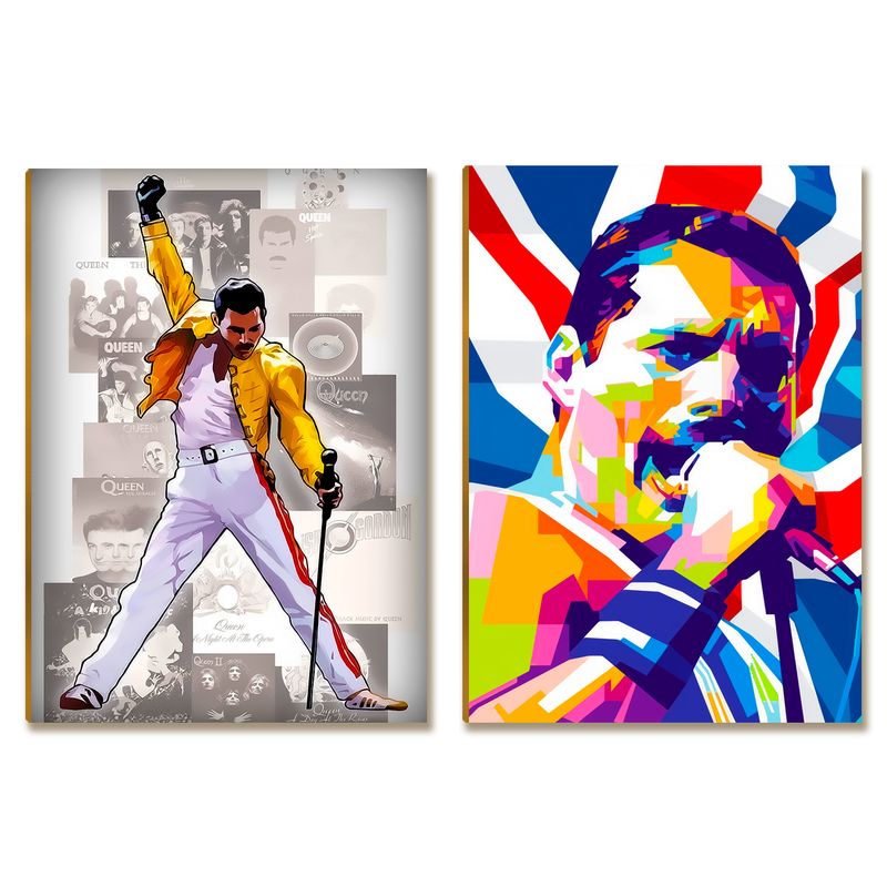 Kit 2 Placas MDF Freddie Mercury Queen Decorativas A4