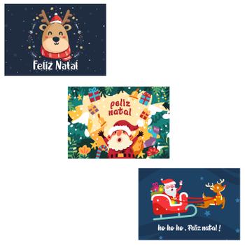 Kit 3 Placas MDF Natal Rena Noel Trenó Ho Ho Ho Tamanho A4