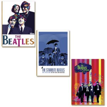 Kit 3 Placas MDF The Beatles Clássico Colorido Retrô