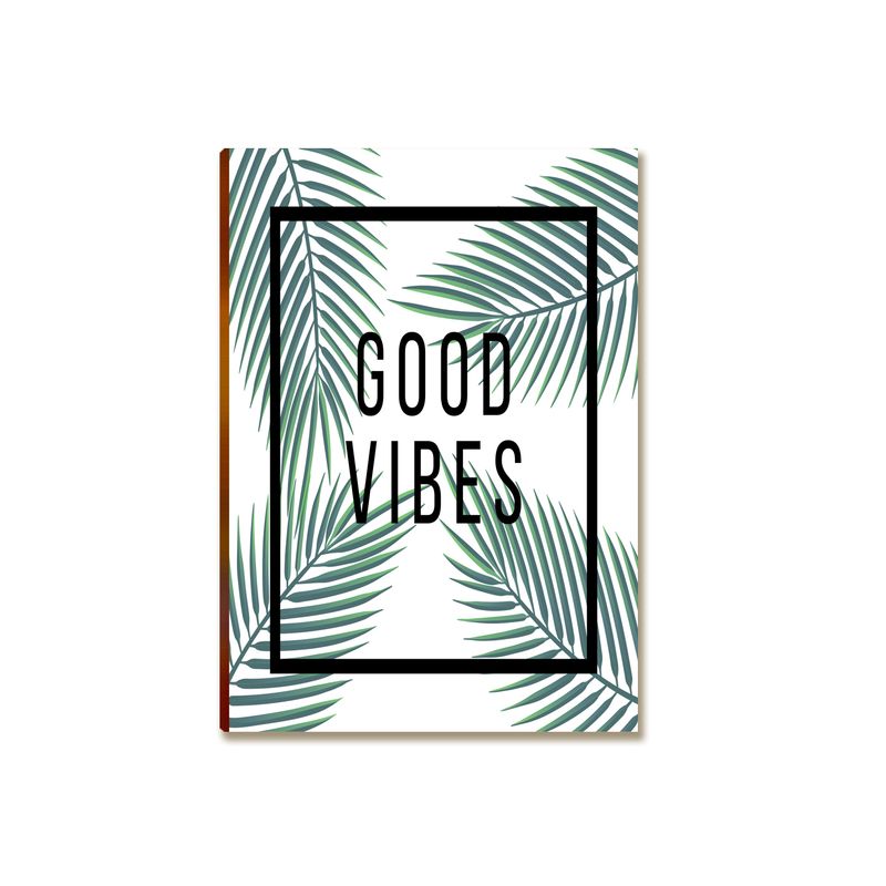 Placa MDF Good Vibes Folhagens Minimalista Parede A4 Decor