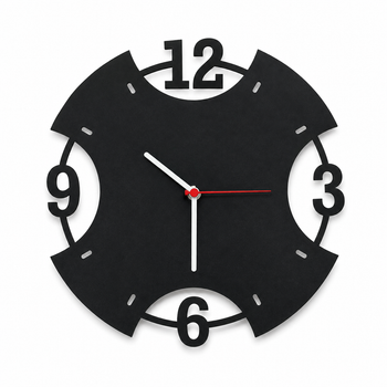Relógio MDF Em Movimento De Parede Preto Decorativo Moderno