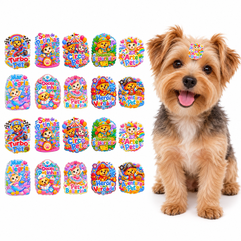 Kit 100 adesivos Cães Banho e Tosa Pet Shop Dia das Crianças