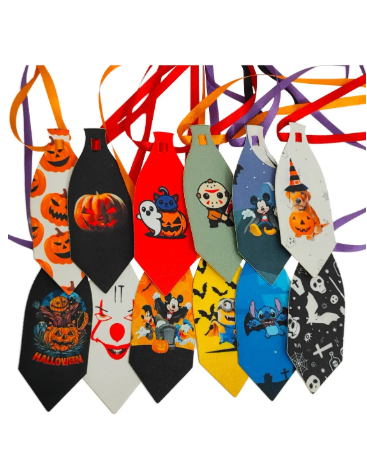 30 Gravata G pet halloween estampada cetim cão gato