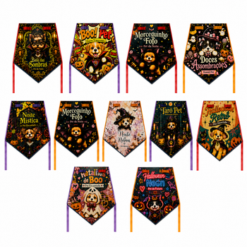 80 Colarinho Sublimada Pet Shop Tema Halloween Para Cães