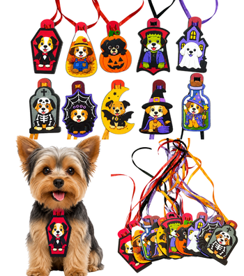 25 un Gravata EVA Impresso Cãoween Pet Shop Banho e Tosa Halloween