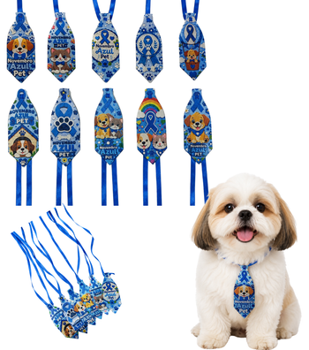 25 Gravatas Sublimada Pet Novembro Azul Cães Pet Shop