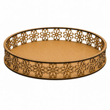 3 Cesta Redonda MDF Flor G - Mães e Namorados
