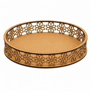 3 Cesta Redonda MDF Flor M - Mães e Namorados