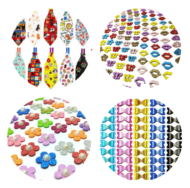 50 Laços 150 adesivos 50 gravatas 50 adesivo pérola Pet Shop